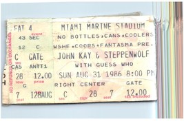 Vintage Steppenwolf Ticket Stub August 31 1986 Miami Florida - £19.32 GBP