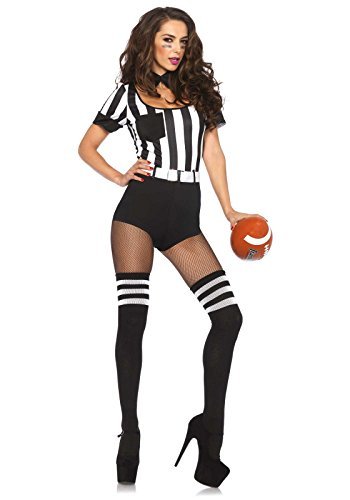 Leg Avenue Women's 3 Piece No Rules Referee Costume, Black/White, Large - $53.24