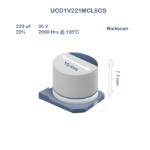 10X UCD1V221MCL6GS Nichicon 220uF 35V 10x7.7 Aluminum Electrolytic Capacitor SMD - $5.90