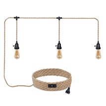 Triple Plug In Pendant Lights With Cord Hanging Lamp Kit With Switch 22 Ft Long  - £31.63 GBP