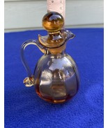 Amber cruet,hand blown, ball stopper, pulled attached handle, vtg panele... - $24.99 CAD