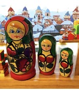 Handmade Polkhovski Maidan Nesting Doll 3pc Tallest 4&quot; 100% Natural Lind... - €25,67 EUR