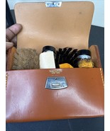 Vintage Real Hide Leather Shoe Care Kit Made in England Brush &amp; Polish I... - $974.59 MXN