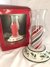vtg Home for the Holidays Christmas Hurricane Candle Holder candy stripe Pillar  - £39.14 GBP