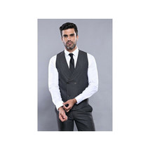 Men 3pc European Vested Suit WESSI  J.VALINTIN Extra Slim Fit JV15 Charcoal Gray image 5