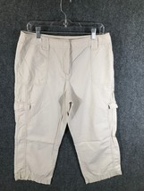 Villager Capri Cargo Pants Womens Size 12 Medium Cream/Tan Mid Rise - £8.21 GBP