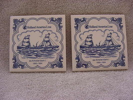 Holland America Line, two tiles, ss Amsterdam - £9.48 GBP
