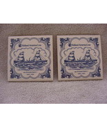 Holland America Line, two tiles, ss Amsterdam - $12.00