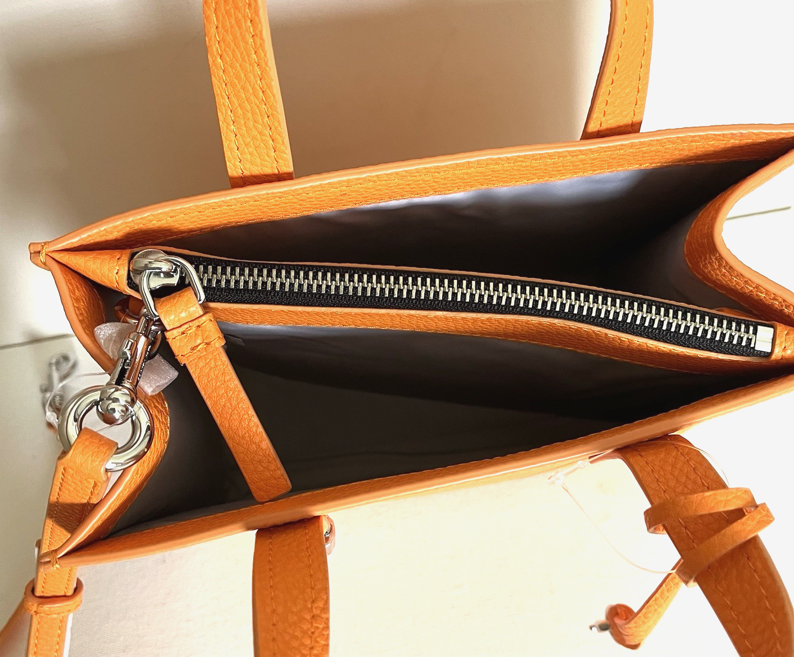 New Marc Jacobs Mini Grind Leather Tote Tangerine Item image 3