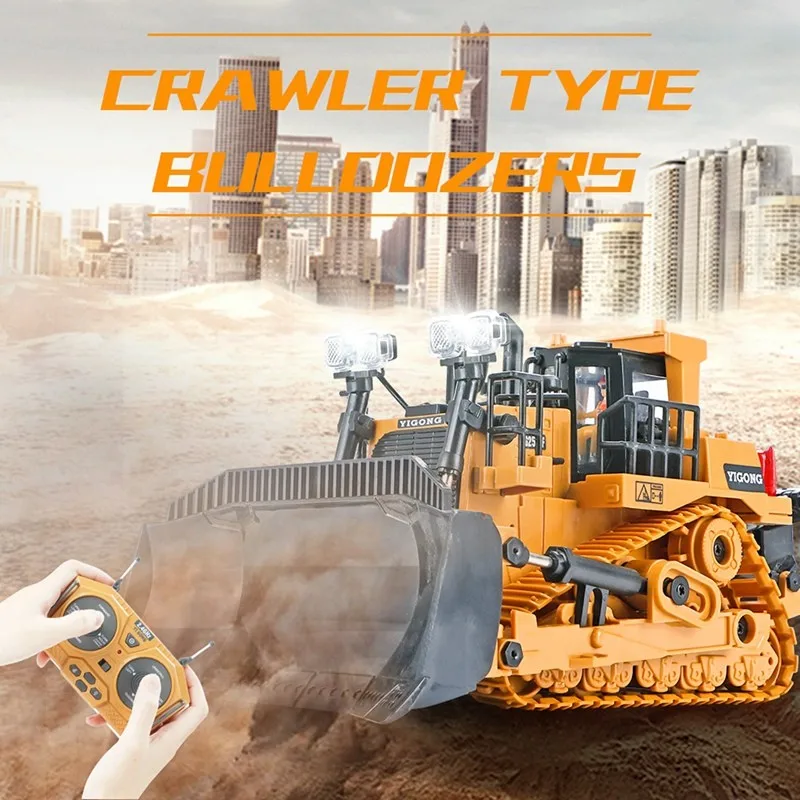 1:24 9CH RC Bulldozer Truck Car Crawler Type Alloy Shovel Engineering Forklift - £39.94 GBP