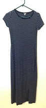 Merona Women Striped Round Neck Short sleeved Knit maxi Dress Navy Blue ... - £10.80 GBP