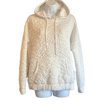 Nine West Womens Medium White Quilted Lightweight Fashion Hoodie Sweatshirt - £11.15 GBP