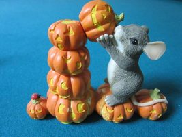 Charming Tails by Fitz &amp; Floyd Figurine Stack O&#39;Lantern Halloween - £23.78 GBP