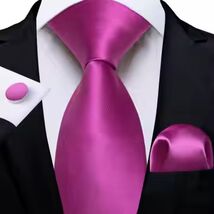 Magenta Necktie Set include Handkerchief and Cufflinks - $18.99