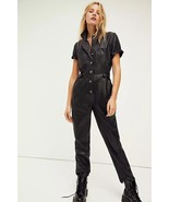 Black Women&#39;s Jumpsuit Original Lambskin Soft Leather Stylish Party Casu... - $3,095.98 MXN+