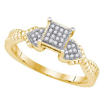 Yellow-tone Sterling Silver Womens Round Diamond Heart Ring 1/10 Cttw - £63.94 GBP