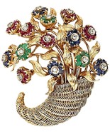 Tiffany &amp; Co. 18k Yellow Gold Diamond and Gemstone En Tremblant Bouquet ... - $7,314.90 CAD