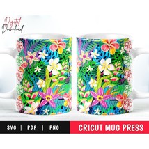 Cricut Mug Press Svg, Green Floral Sublimation Mug Infusible Ink, Mug Wrap Svg - £3.10 GBP
