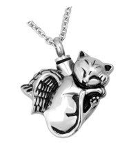 Animal Cremation Pendant Cute cat Stainless Steel - $44.18