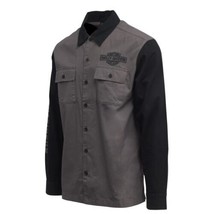 Harley-Davidson Men&#39;s Black Pearl Mechanic Colorblocked L/S Woven Shirt ... - £33.18 GBP