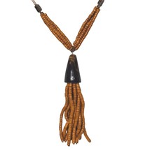 Vintage African Wooden Beaded Tribal Necklace Womens Costume Jewelry - $19.81
