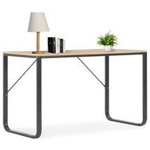 Computer Desk Black and Oak Engineered wood and powder-coated metal - $141.99
