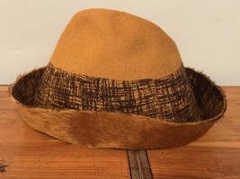 Vintage Handmade Fedora Hat Felt Faux Mohair Caramel Brown Women’s EUC - $382.02 MXN