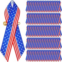Veteran&#39;S Day Ribbon Patriotic Ribbons Satin Awareness America Flag Ribbon With  - £22.18 GBP