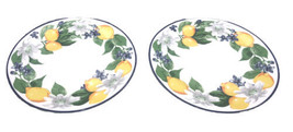 Set Of 2 Royal Norfolk Lemon Floral W/ Blue Rims 10.5” Dinner Plates-NEW... - $25.15