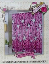 PINK COOKIE ROYAL PUNK SHOWER CURTAIN AND HOOKS BATH ROOM SET NEW - £36.71 GBP