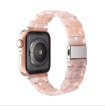 Resin Watch strap for Apple Watch Band  clear pink flower  For 42mm 44mm 45mm - £13.62 GBP