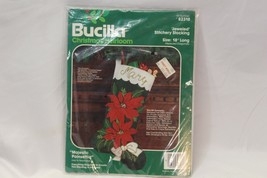 Bucilla Christmas Heirloom  18&quot; Felt Christmas Stocking Kit 82318 Poinsettias - £30.82 GBP