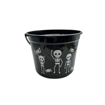 Black Skeleton Halloween Bucket Greenbrier International Treat Bucket 7&quot; x 7&quot; - £14.02 GBP
