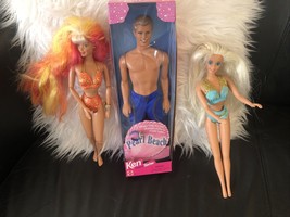 1997 Pearl Beach Ken Nrfb , 1996 Splash N Color Barbie,1996 Hula Hair Barbie - £78.55 GBP