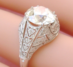 Art Deco 3.07ct Old Euro Diamond Platinum Cocktail Statement Engagement Ring Gia - £32,201.66 GBP