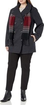 NEW LONDON FOG Women&#39;s Double Breasted Peacoat w/ Scarf S Charcoal - £69.12 GBP