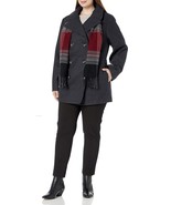 NEW LONDON FOG Women&#39;s Double Breasted Peacoat w/ Scarf S Charcoal - $88.11