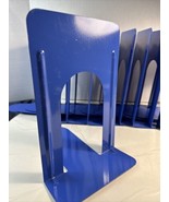 Lot Of 11 Blue Metal Library Bookends Book Support Office Padded Bottoms... - £18.09 GBP