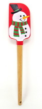Snowman Spatula Christmas Red Silicone Wood Handle 8 3/4&quot; Kitchen Scrape... - $9.89