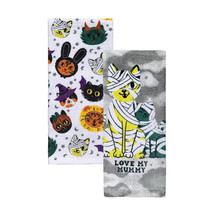 Celebrate Halloween Love My Mummy Kitty Costume Cats Kitchen Towel 2 Pack NWT - £8.01 GBP