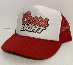Vintage Coors Light Beer Trucker Hat  snapback Unworn Red Cap Party Hat Summer - £13.76 GBP