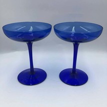 Z Gallerie Set of 2 Cobalt Blue Glass Margarita Glasses Drinkware Barware - £24.40 GBP