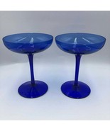 Z Gallerie Set of 2 Cobalt Blue Glass Margarita Glasses Drinkware Barware - £24.70 GBP