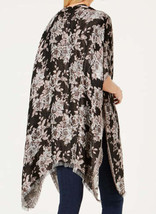 allbrand365 designer Womens Metallic Floral Jacquard Ruana Wrap Black Neutral OS - £24.82 GBP