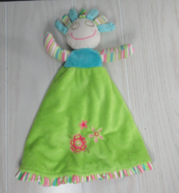 Maison Chic Green blue crazy hair doll lovey baby security blanket flowe... - $7.20