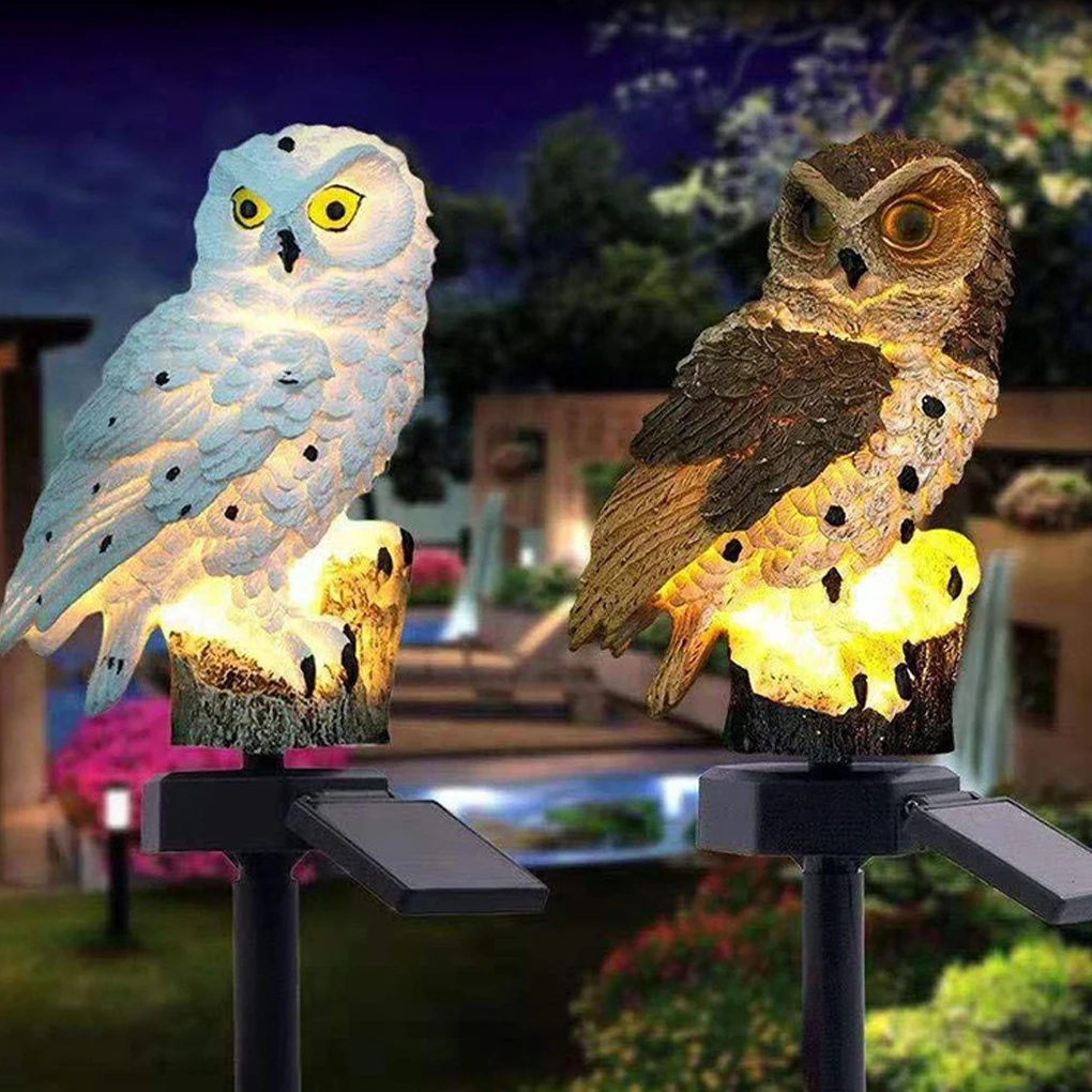Owl Light Solar Power Resin Lamp Waterproof -Saving  Lantern Garden Yard Lightin - £154.68 GBP
