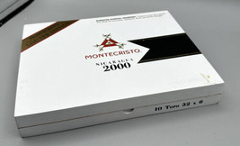 Cigar Box Empty Montecristo 2000 Limited Edition Toro White Painted Wood Logos - $9.46
