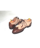 Handmade oxfords leather tow tone lace up men dress lace up shoes for men - $135.99
