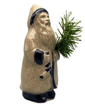 Vintage New Geneva Stoneware Salt Glaze Santa Claus Figurine Blue 1990 Signed - £18.41 GBP