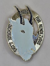 ANCHORAGE ALASKA-&quot;Fur Rendezvous 1989-Gold Color-Rondy-Metal-Mtn Goat-2&quot;VTG - $12.02